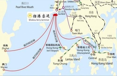 karta över shekou färjeterminal