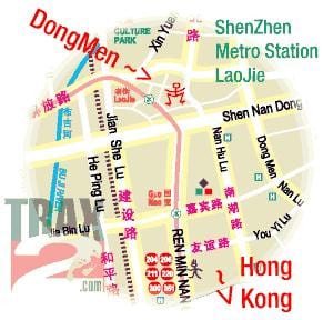dongmen marknaden Shenzhen karta