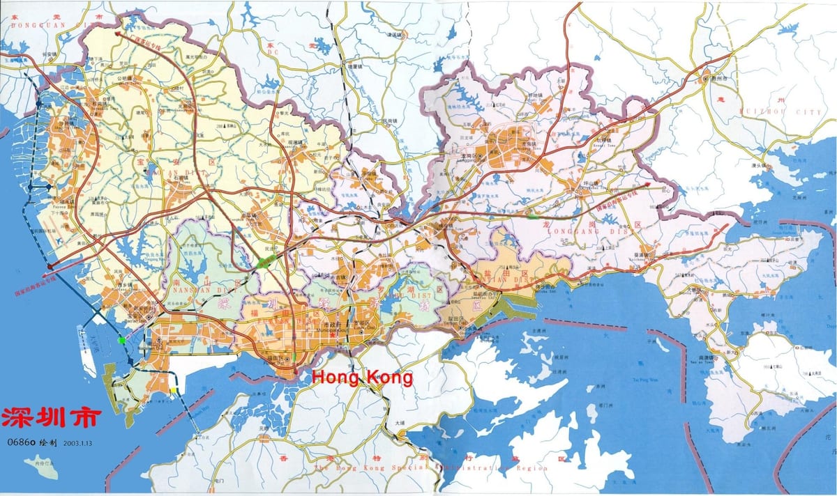 karta över Shenzhen ems Kina