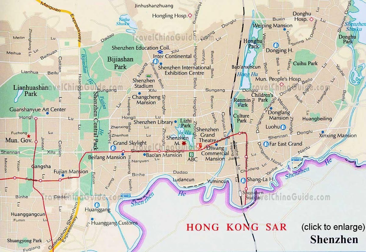 Shenzhen guangdong Kina karta