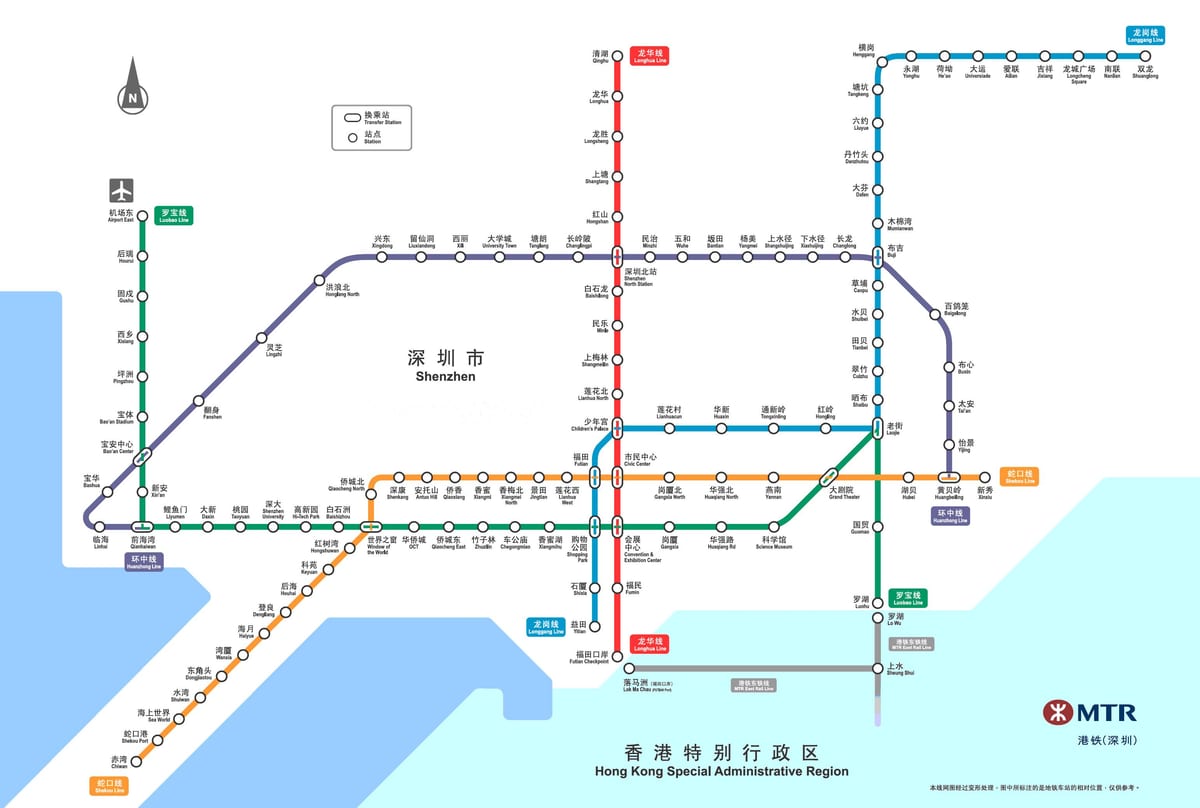 Shenzhen järnväg karta