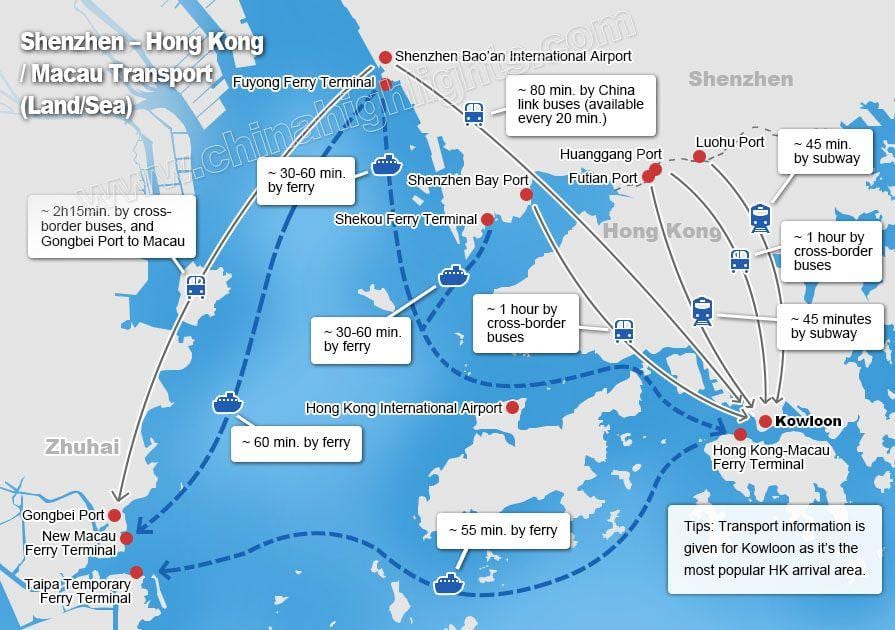 karta över zhuhai färjeterminal