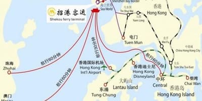 Karta över shekou färjeterminal