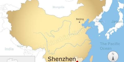 Shenzhen plats i Kina karta